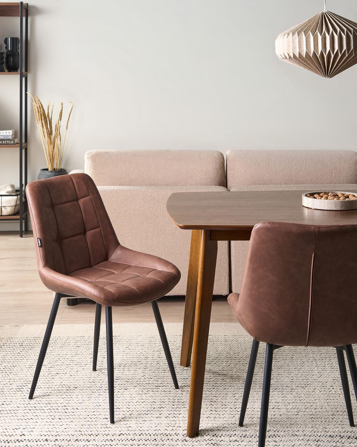 ESSZIMMERSTUHL 2er-Set Kunstleder Braun Melrose - Braun, Kunststoff (51/85/58cm) - Beliani
