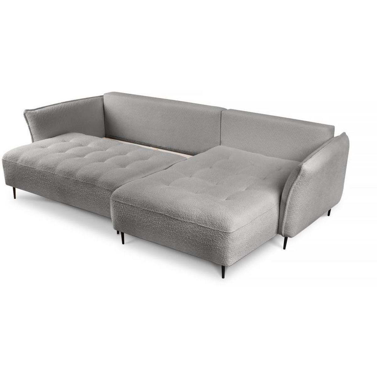 ECKSCHLAFSOFA Bari rechts grau - Schwarz/Grau, Textil (276/158cm) - Beautysofa