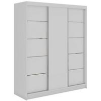 SCHWEBETÜRENSCHRANK mit Schubladen 180 - MACEDONIA - Weiß - Alufarben/Weiß, Holzwerkstoff/Metall (180/216/61cm) - MKS
