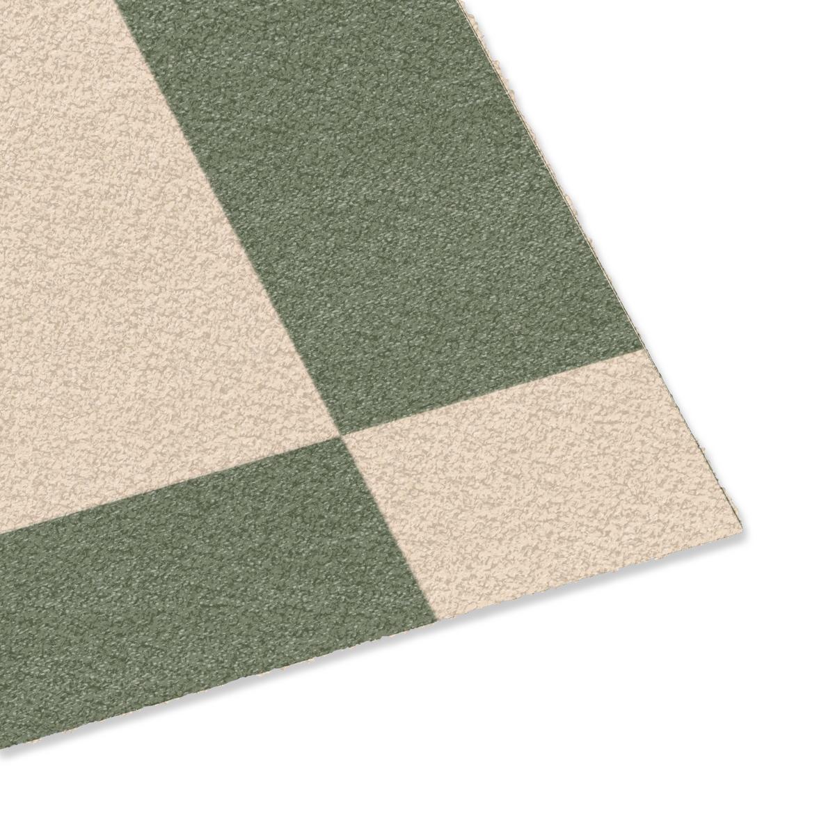 FUSSMATTE Schachbrettmuster - Grün - Beige - Blöcke Flurteppich 90x60 cm - Olivgrün, Kunststoff (90/0.4cm) - MuchoWow