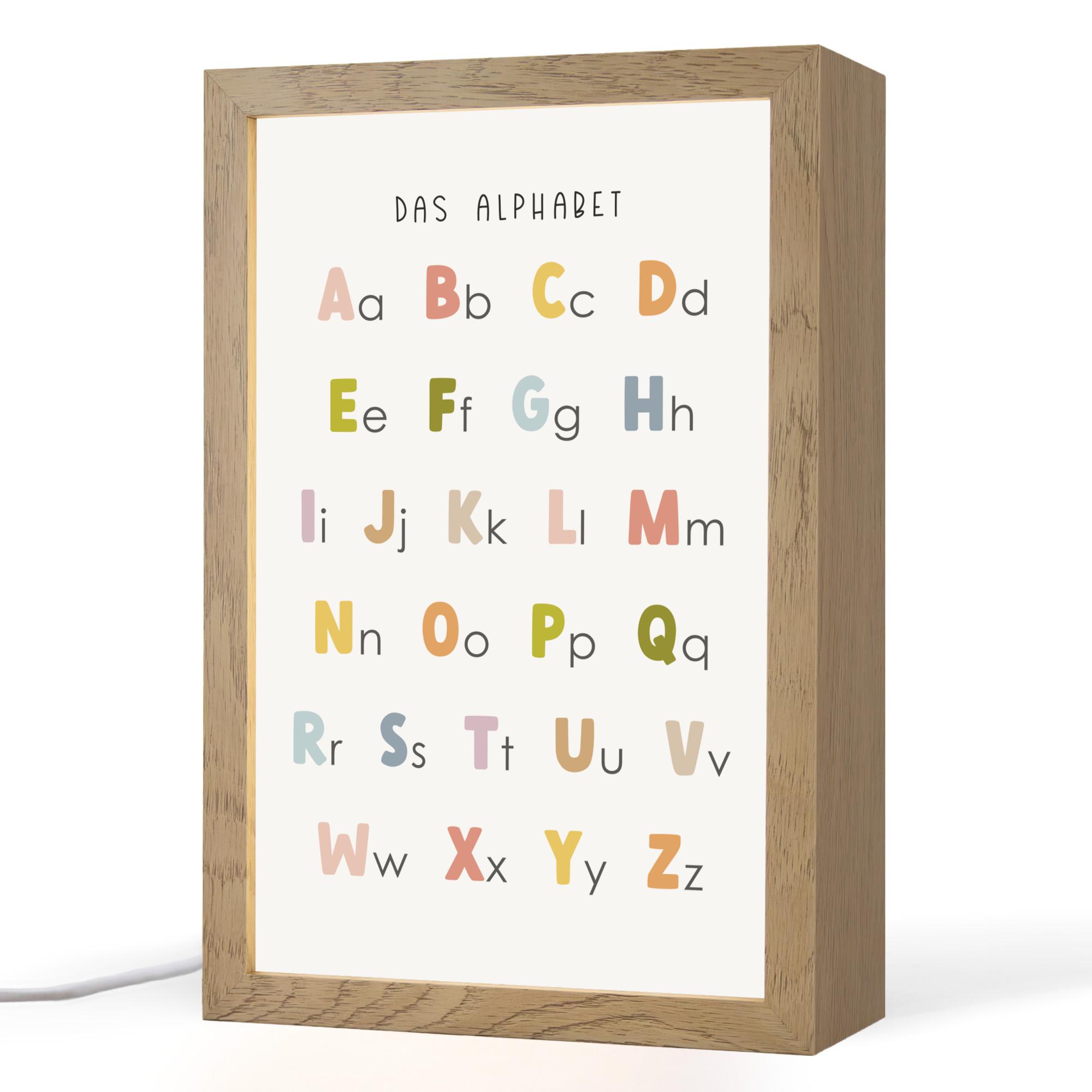 NACHTTISCHLAMPE Pädagogisch - Alphabet lernen - Farbenfroh - Weiß - Buchstaben 20x30 cm - Weiß, Holzwerkstoff (8/20/30cm) - OnlyWow