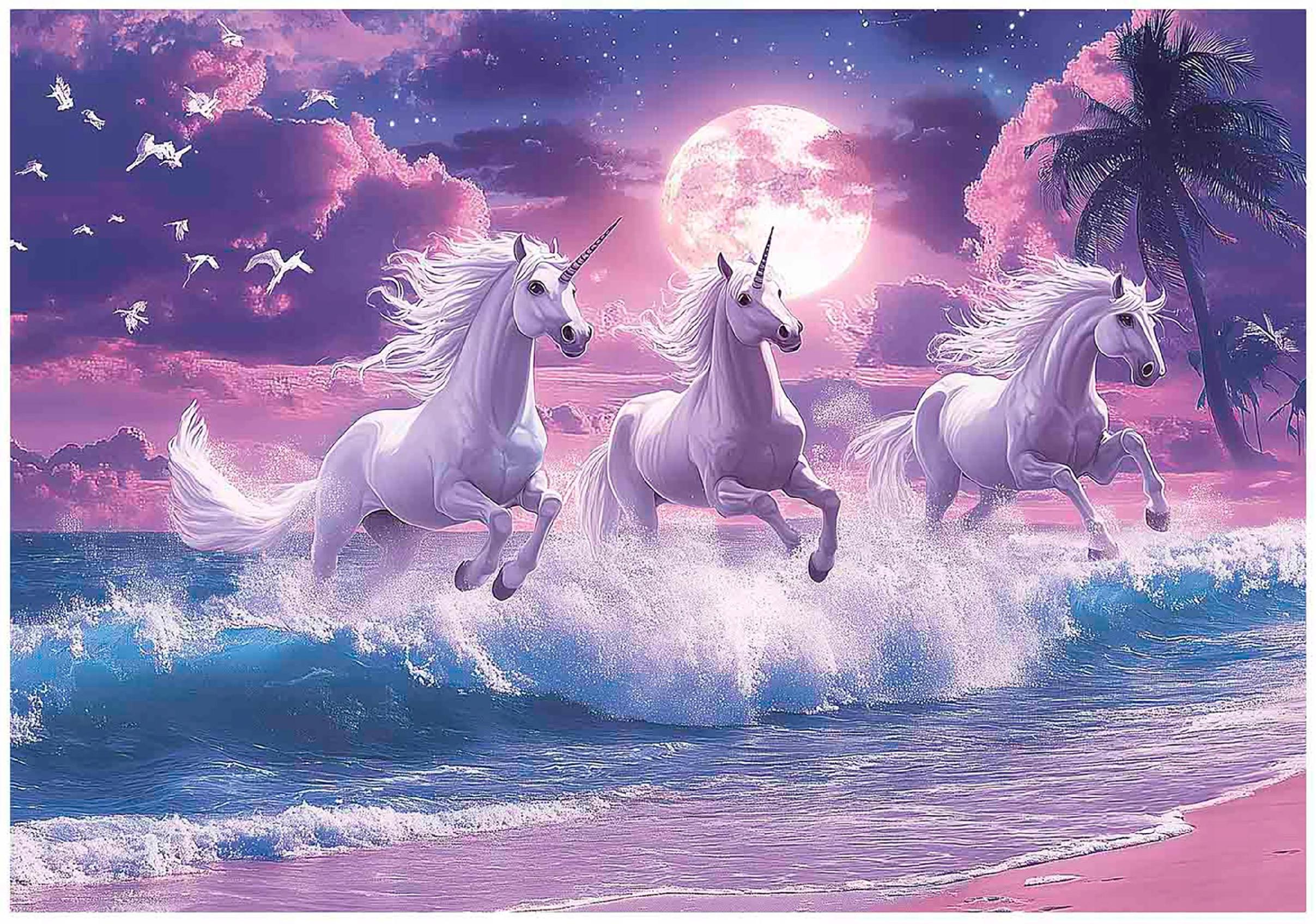 FOTOTAPETE Kinderzimmer Einhorn Pferde 250x175 - Multicolor, Papier (250/175cm) - Wallarena