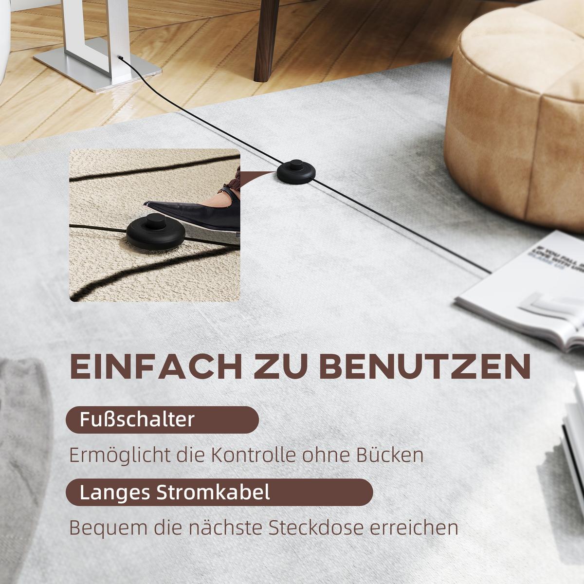 STEHLAMPE Metall Leinen Weiß - Weiß, Metall (45/15/150cm) - HOMCOM