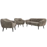 SITZGARNITUR PIRS 3+1+1 - Hellbraun Cord - Schwarze Beine - Hellbraun/Schwarz, Holzwerkstoff/Textil (180/75/74cm) - MKS