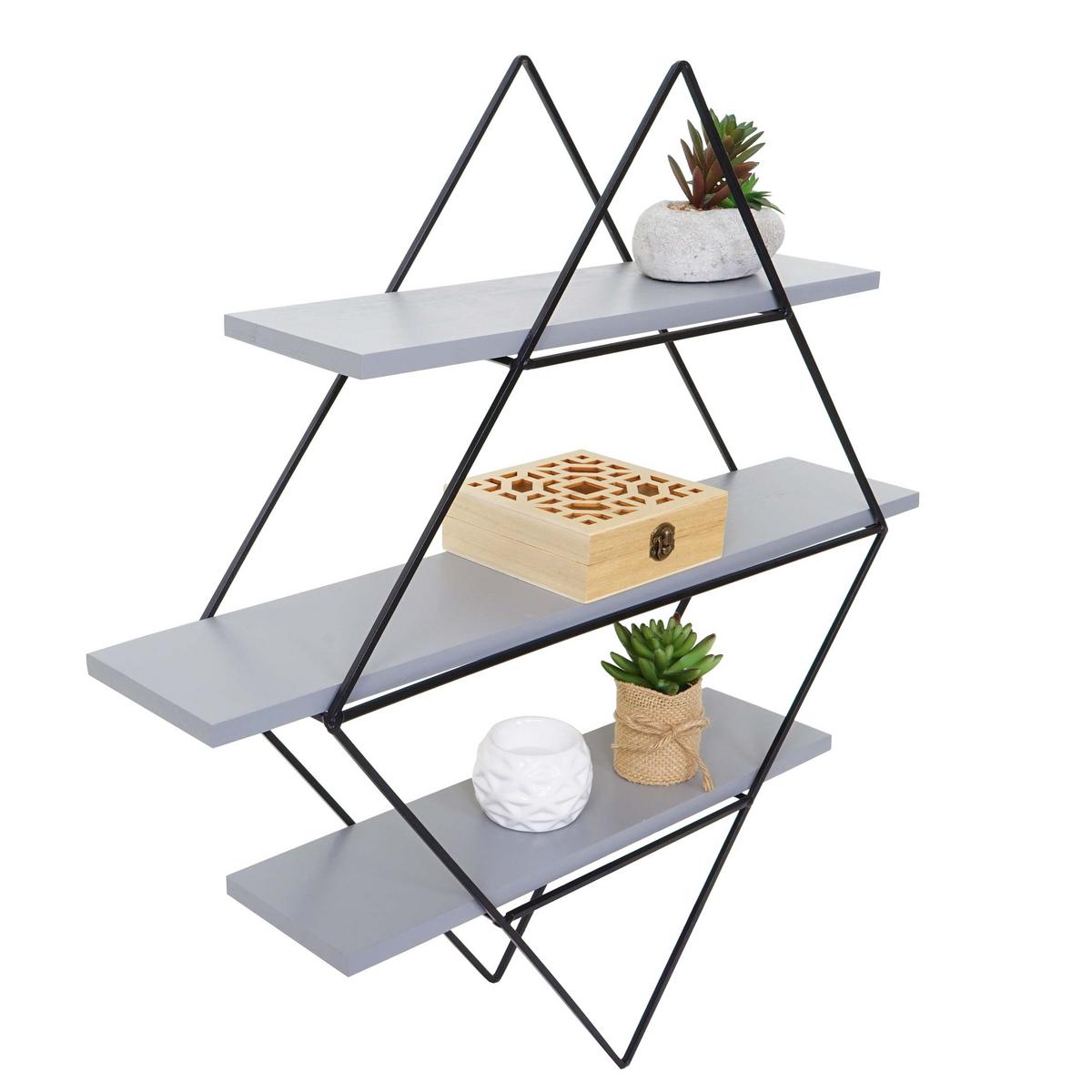 WANDREGAL Grau - Grau, Holz (55/60/12cm) - MCW