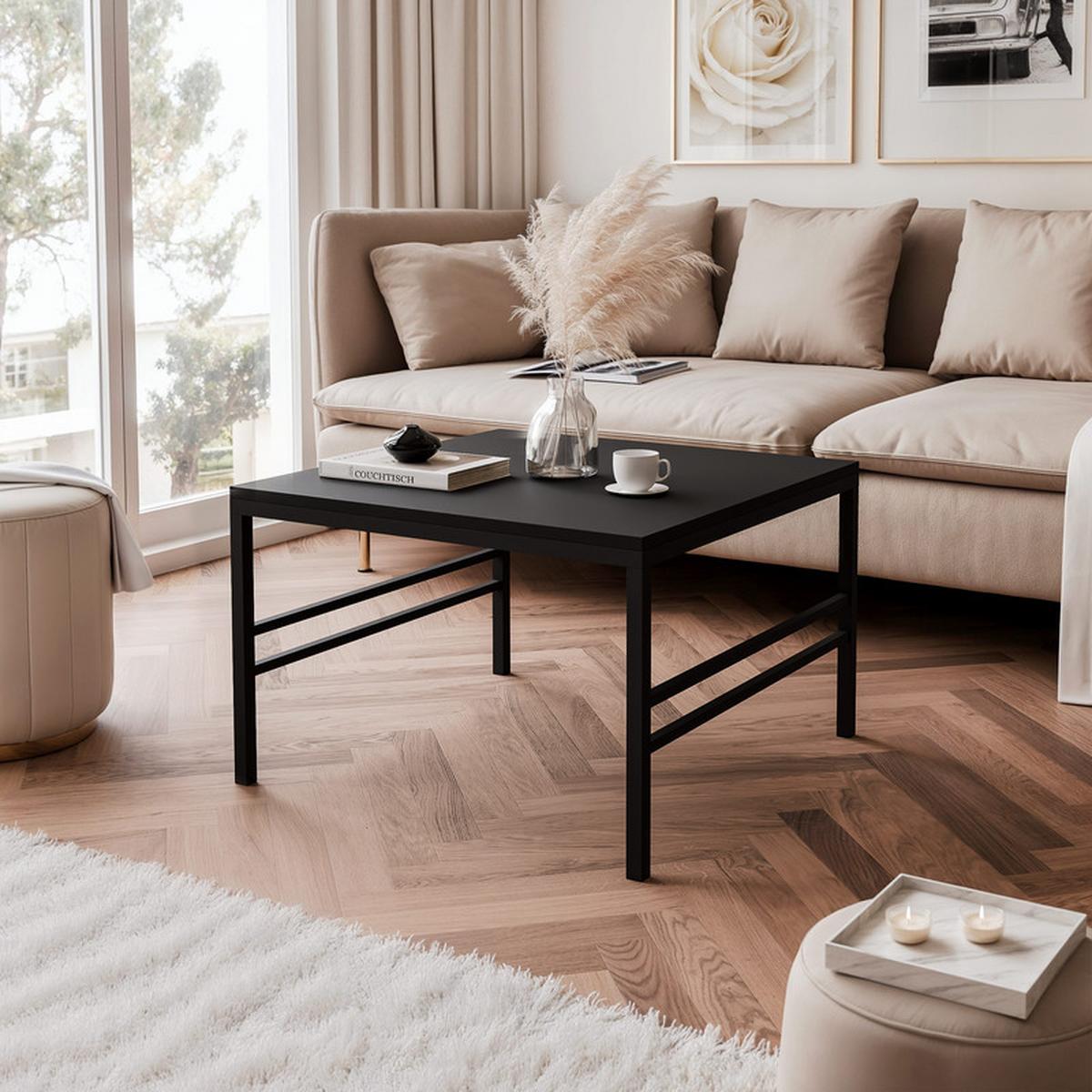 COUCHTISCH FORMA 60/60 cm Quadrat, Schwarz matt - Schwarz, Metall (60/60/40cm) - Idohome