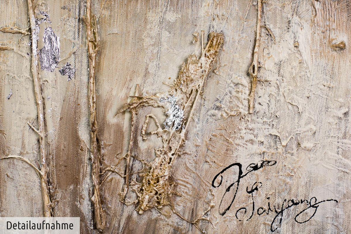 ACRYLBILD HANDGEMALT 120/60 cm - Beige/Braun, Holz/Textil (120/60cm) - KUNSTLOFT