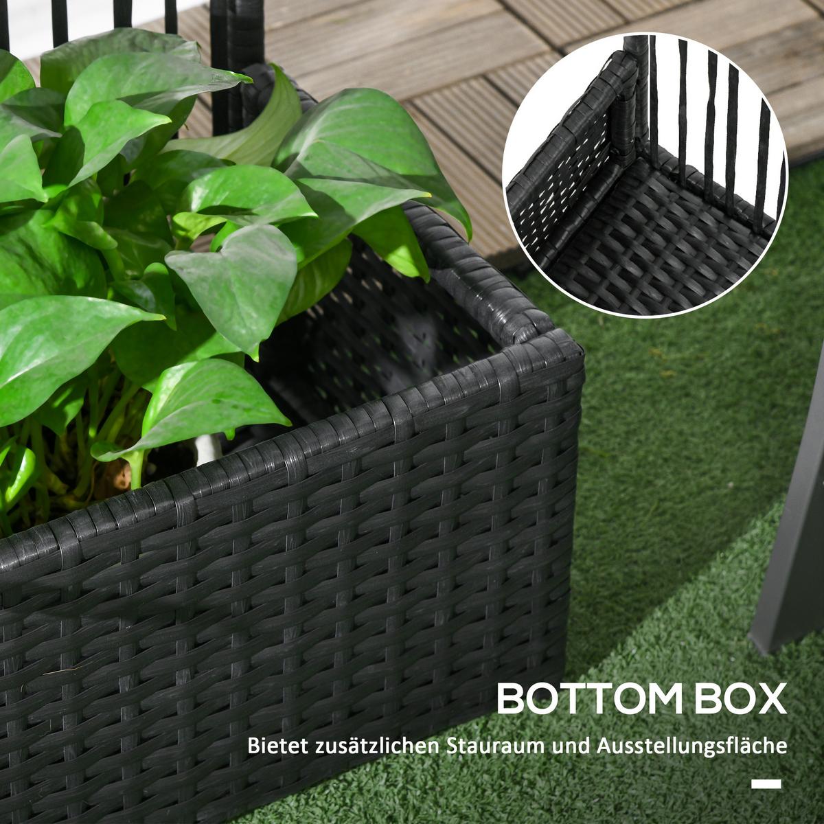 POLYRATTAN Hochbee, Schwarz - Schwarz, Metall (29/103/103cm) - Outsunny