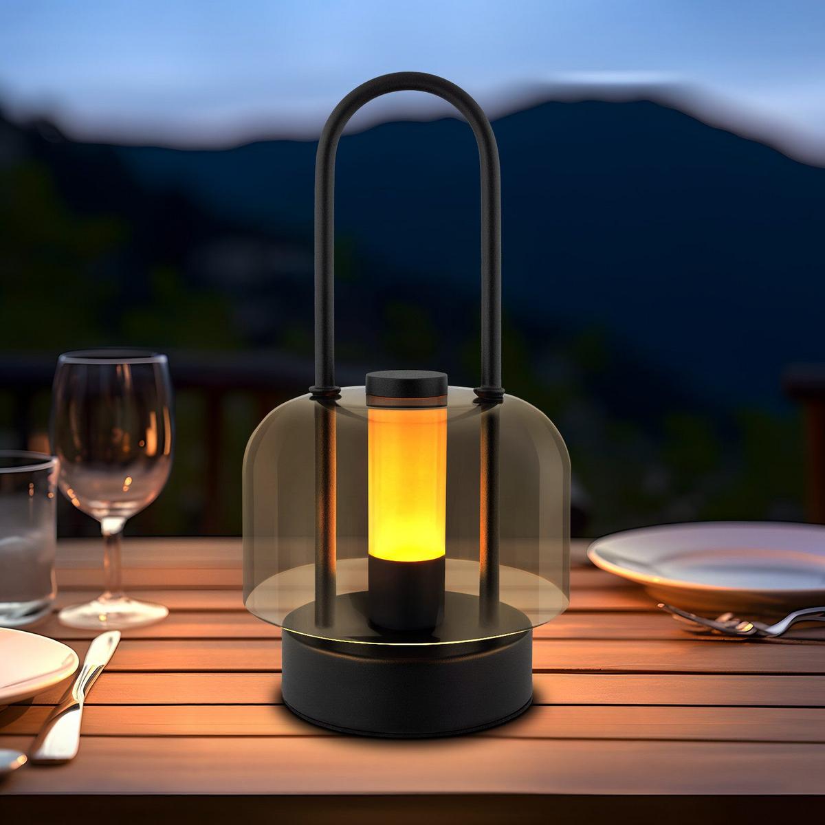 TISCHLAMPE Jannq 13/13/24.5 cm - Schwarz, Metall (24.5/13/13cm) - ZMH