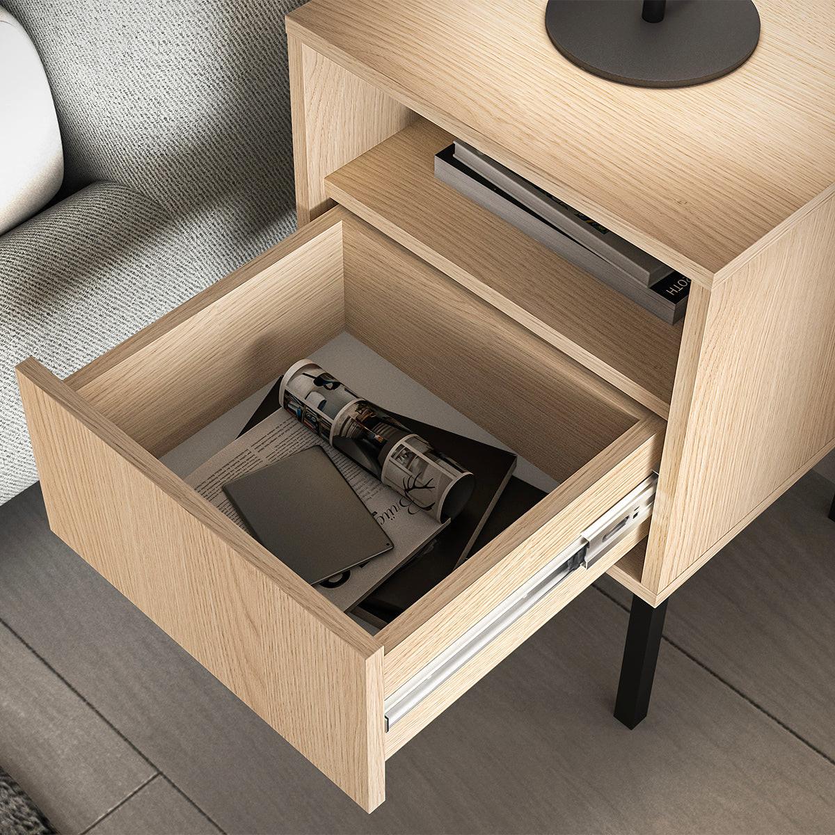 NACHTTISCH Paige Holz und Schwarz - Braun, Holzwerkstoff (40/53/34cm) - Petits-meubles