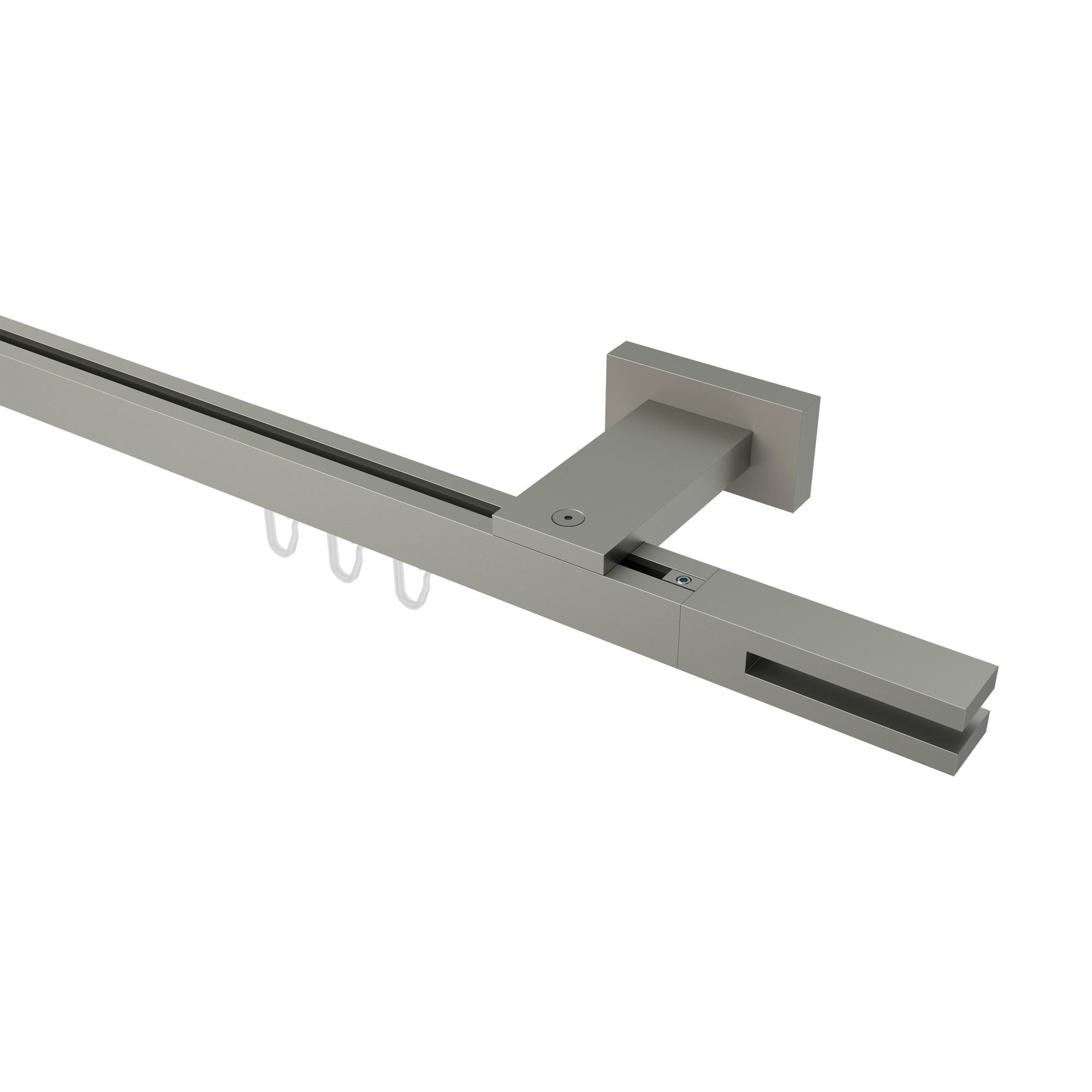 GARDINENSTANGE INNENLAUF Quadline Diapo 200 cm, 1-läufig, 20x20 mm Satin-Silber - Silberfarben, Metall (200cm) - INTERDECO