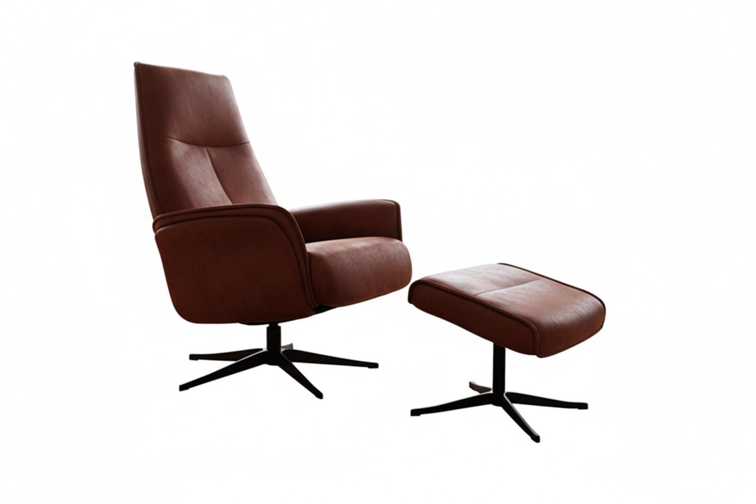 RELAXSESSEL JOSIANE Braun Lederfaserstoff Relaxfunktion - Schwarz/Braun, Leder/Metall (78/107/87cm) - KAWOLA