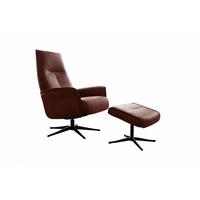RELAXSESSEL JOSIANE Braun Lederfaserstoff Relaxfunktion - Schwarz/Braun, Leder/Metall (78/107/87cm) - KAWOLA