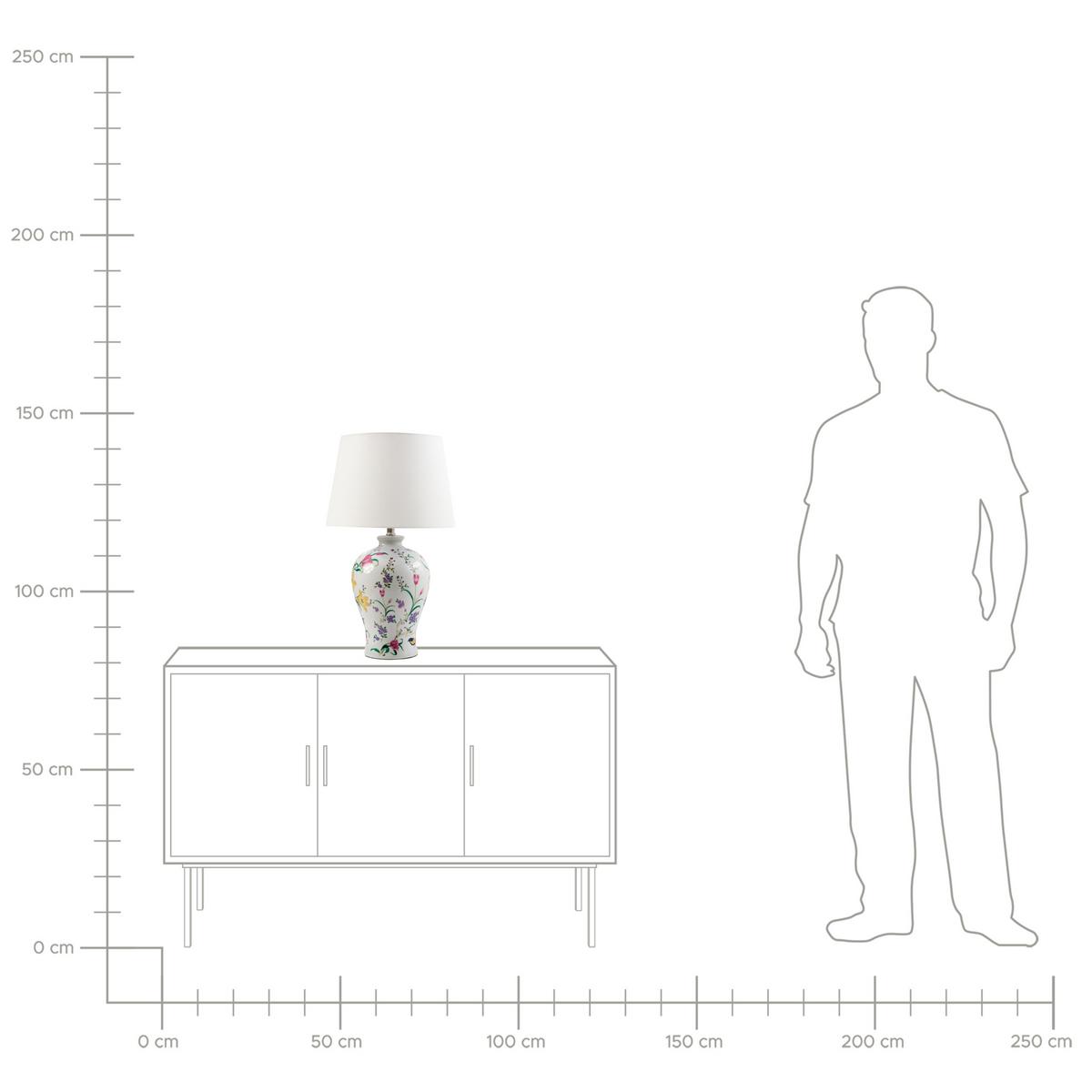 TISCHLAMPE Porzellan Weiß Febros - Pink/Gelb, Keramik (36/36/61cm) - Beliani