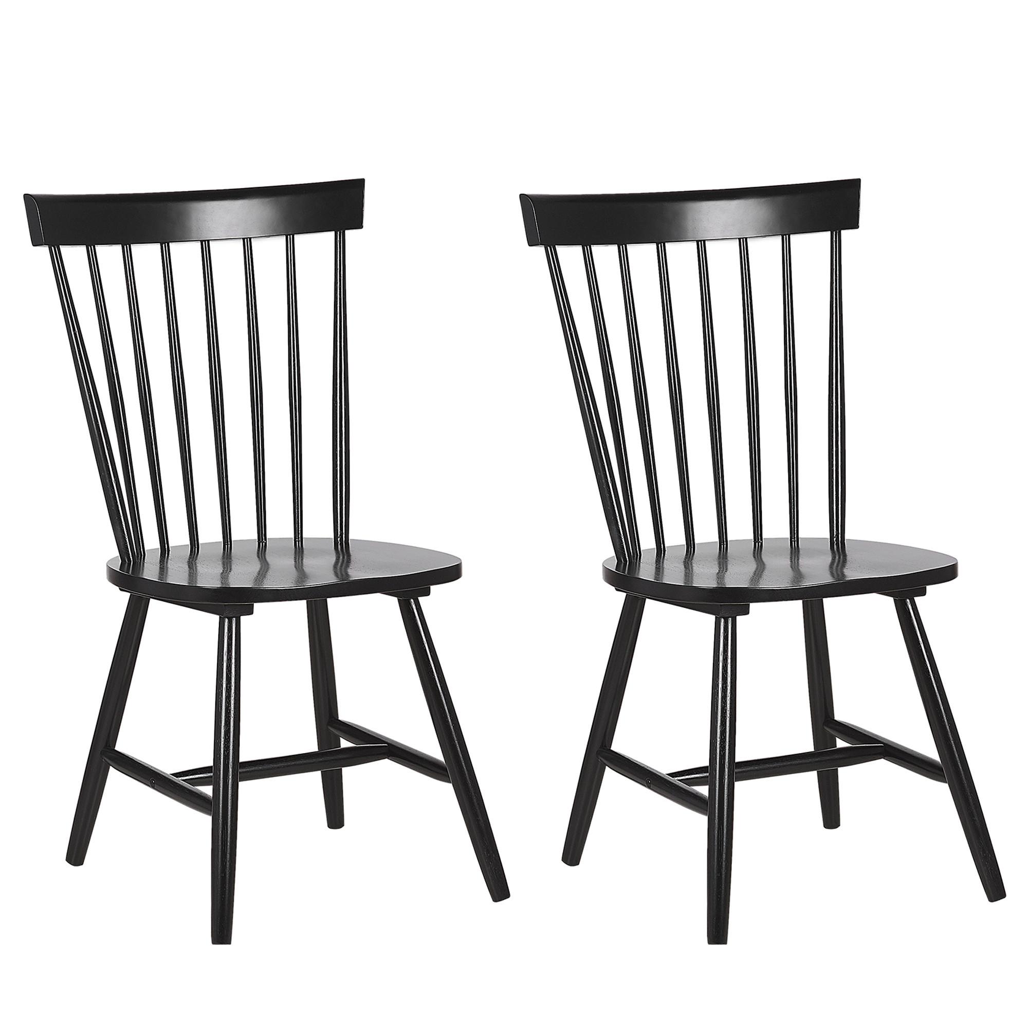 ESSZIMMERSTUHL 2er-Set Gummibaumholz Schwarz Burges - Schwarz, Holz (51/92/43cm) - Beliani