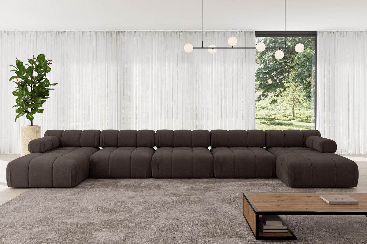 WOHNLANDSCHAFT modulares Sofa Tesso-U3 - 475x160x70 cm Braun Velours - Braun, Holzwerkstoff/Textil (475/70/160cm) - ALTDECOR