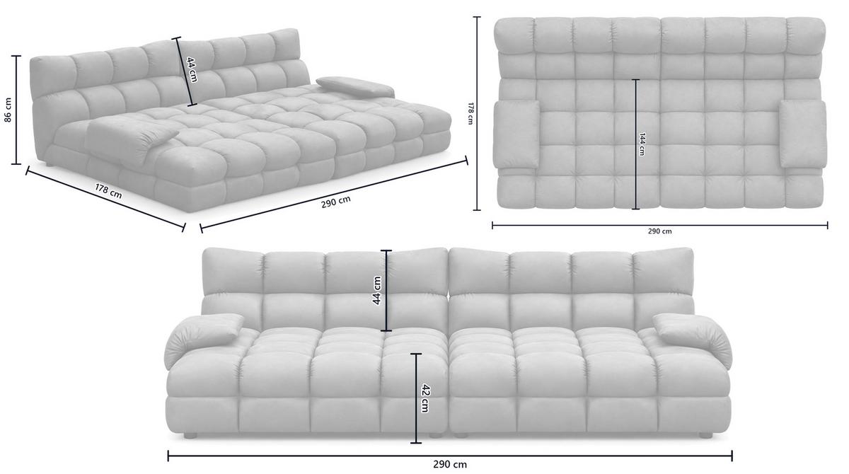 BIG SOFA AMIA Braun Lederfaserstoff - Schwarz/Braun, Leder/Kunststoff (290/86/178cm) - KAWOLA
