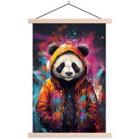 POSTER MIT MAGNETLEISTEN Panda - Jacke - Graffiti - Orange Deko Wohnzimmer 40x60 cm - Orange, Textil (40/60/0.15cm) - MuchoWow