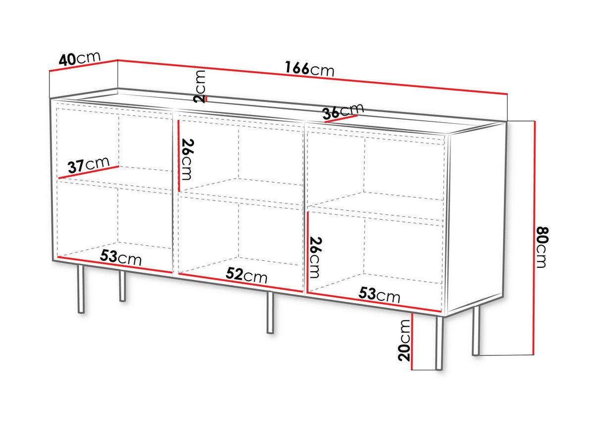 SIDEBOARD Lucca 165 3D - Schwarz, Holz/Holzwerkstoff (166/80/40cm) - MIRJAN24