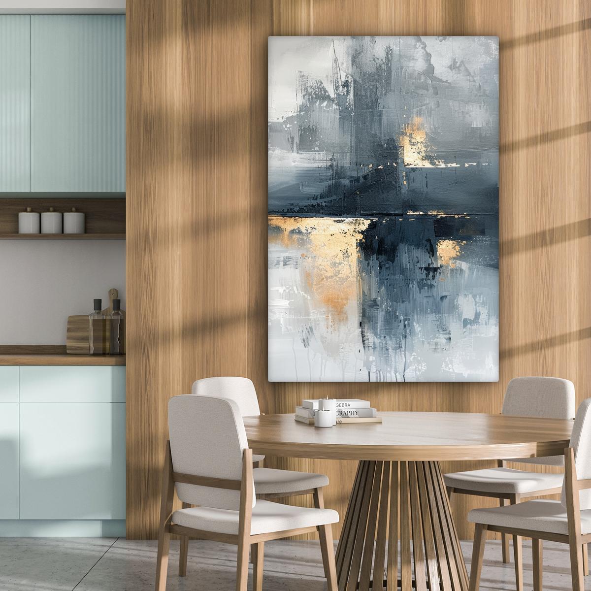 LEINWANDBILD Kunst - Grau - Gold - Abstrakt Deko XXL 80x120 cm - Dunkelgrau, Textil (80/120cm) - MuchoWow