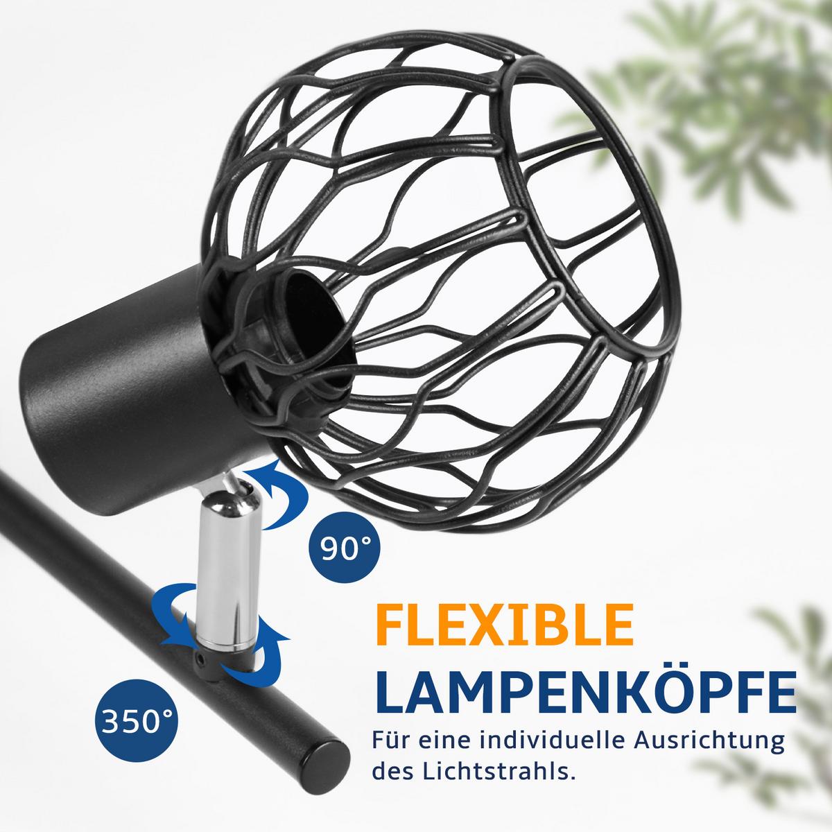 DECKENSTRAHLER Ilyvith 25/10/18 cm - Schwarz, Metall (25/10/18cm) - ZMH