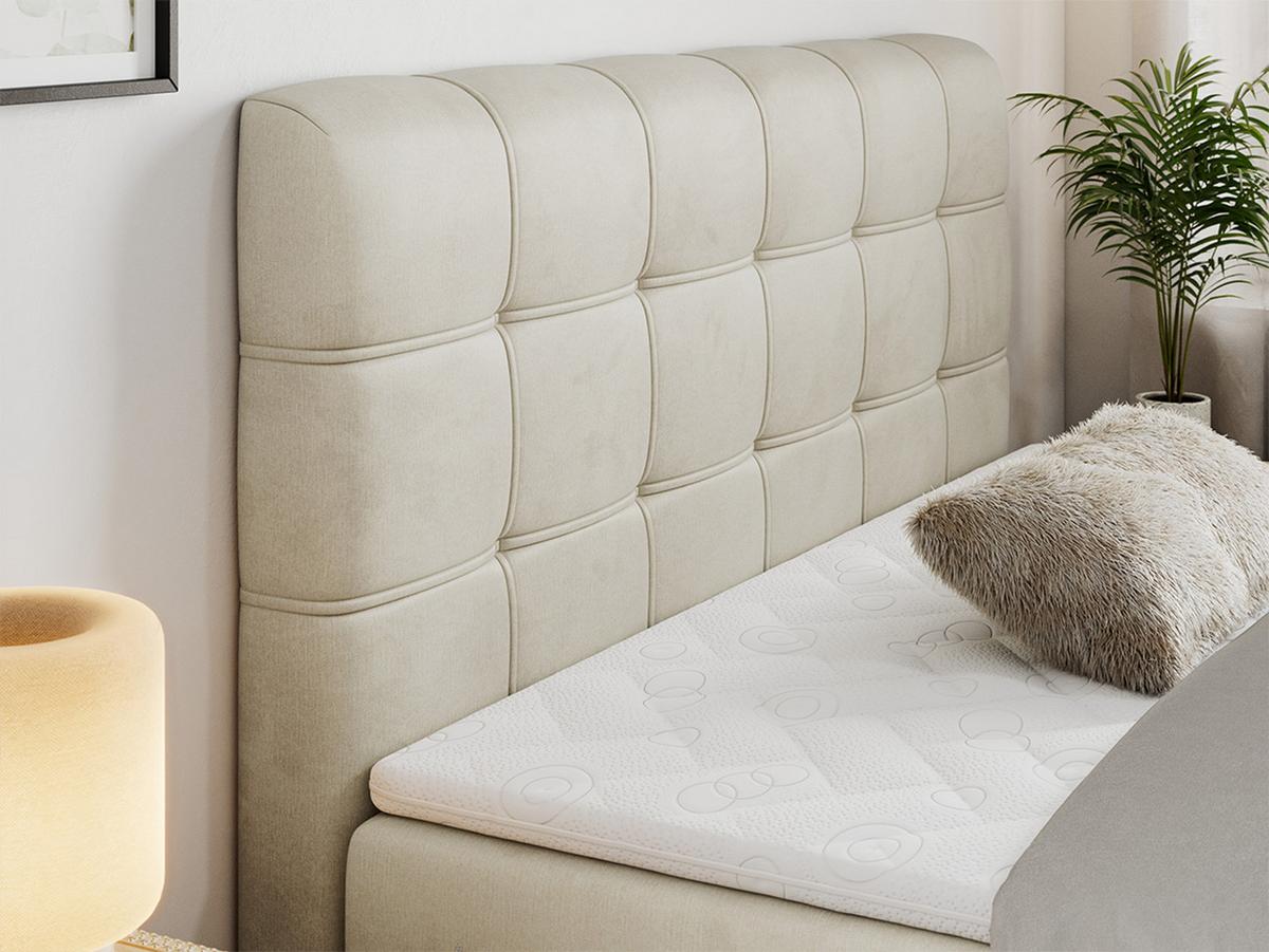 BOXBETT FAST 160/200 Beige Velvet - H4 - Beige, Holz/Textil (160/200cm) - MKS