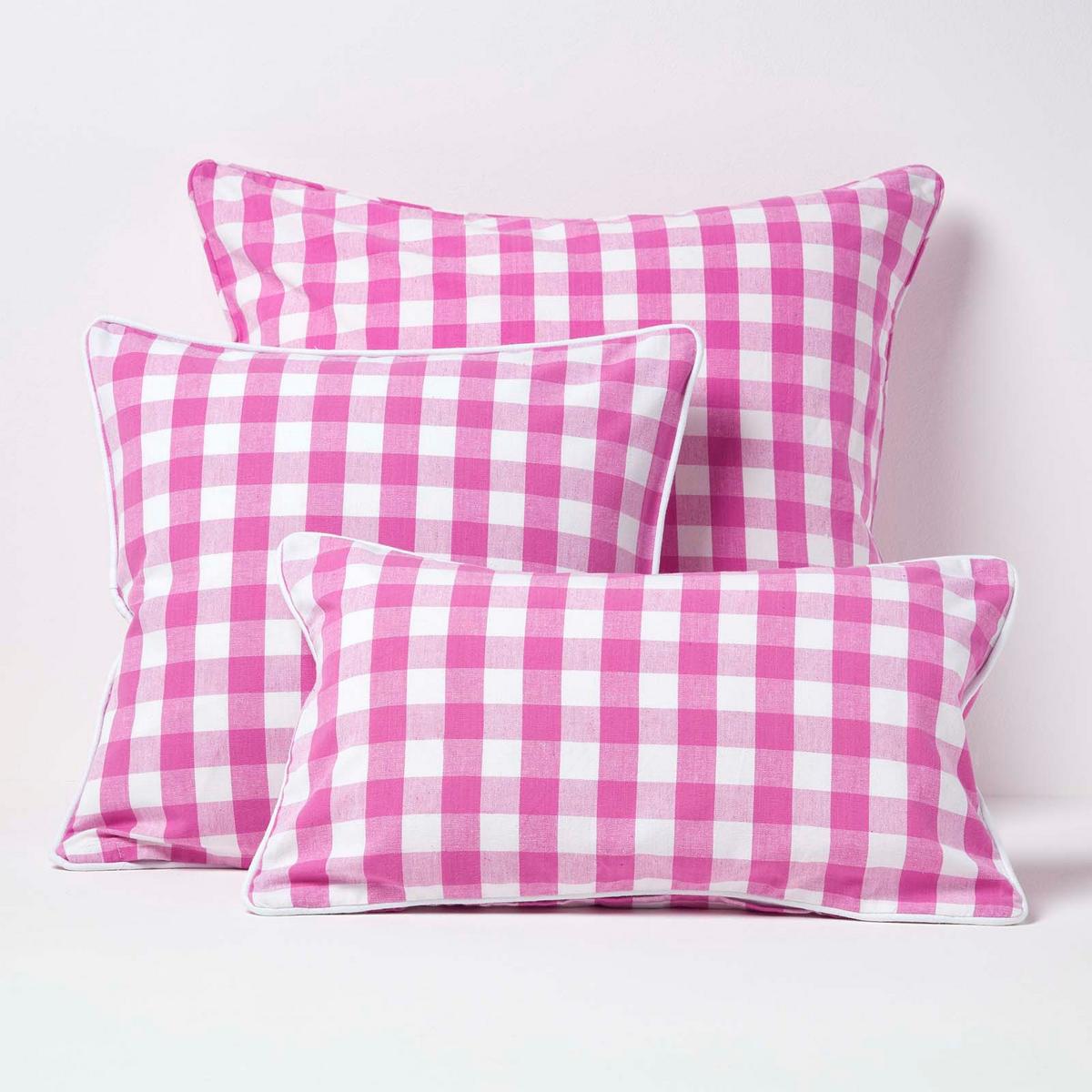 KISSENHÜLLE Karo-Muster 30/50 cm, 100% Baumwolle - Rosa, Textil (30/50cm) - Homescapes