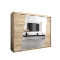 SCHWEBETÜRENSCHRANK 200/250/62 3-türig - Silberfarben/Sonoma Eiche, Holz/Kunststoff (250/200/62cm) - MÖBEL KRYSPOL