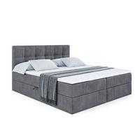 BOXBETT mit Matratze H3 und Lattenrost - MARCE - 140 x 200 cm - Grau - Dunkelgrau, Holzwerkstoff (140/200cm) - ALTDECOR