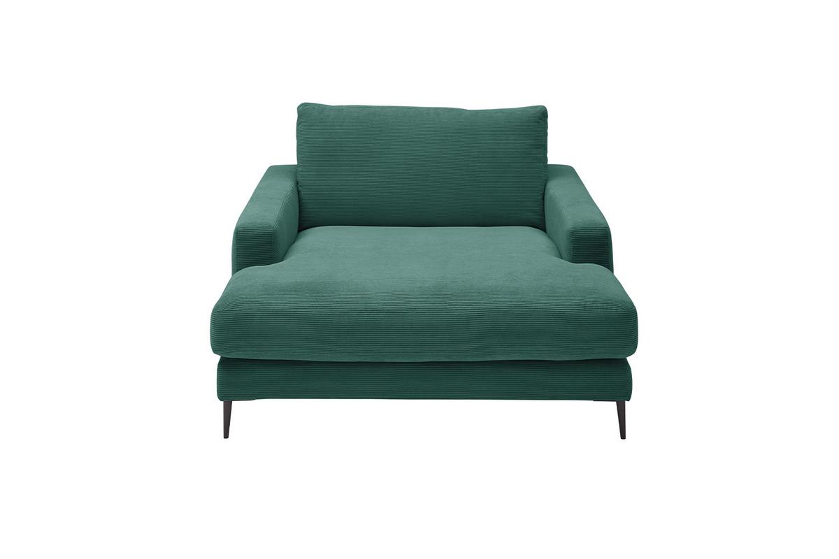 LONGSEAT CARA Smaragdgrün Cord - Smaragdgrün/Schwarz, Textil/Metall (132/84/170cm) - KAWOLA