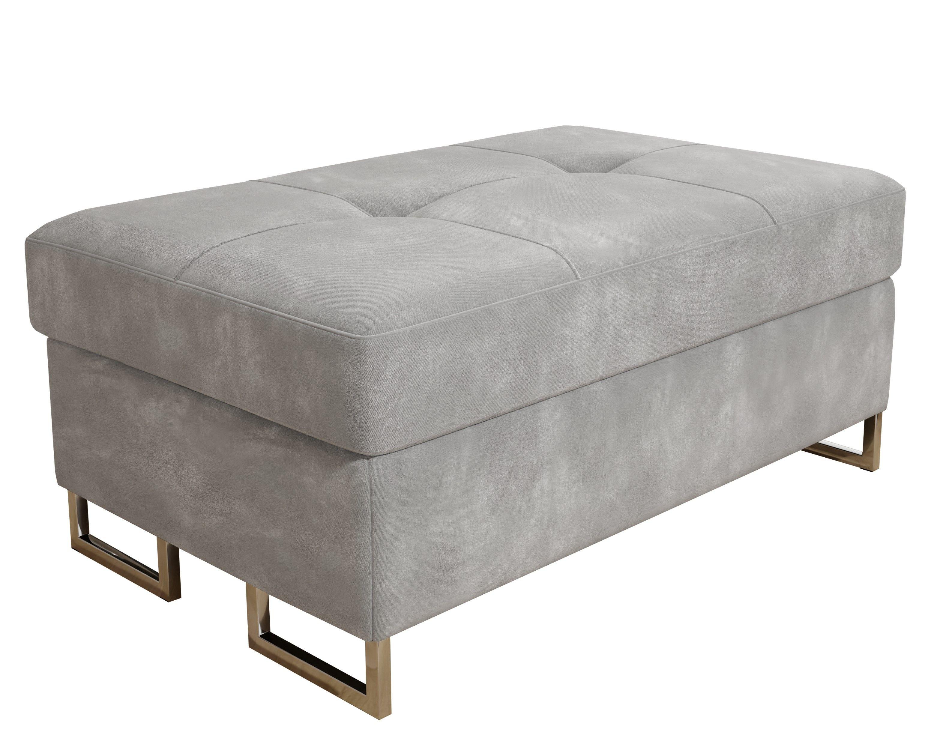 POLSTERHOCKER BARLET Hellgrau 100x60 cm - Hellgrau, Textil (100/41/60cm) - MASSENO