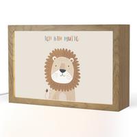 NACHTTISCHLAMPE Löwe - Beige - Tier - Mutig - Zitat 30x20 cm - Beige, Holzwerkstoff (8/30/20cm) - OnlyWow