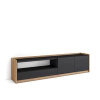 LOWBOARD, Schwarz Eiche, 207/37/50cm - Schwarz, Holzwerkstoff (207/50/37cm) - Skraut Home