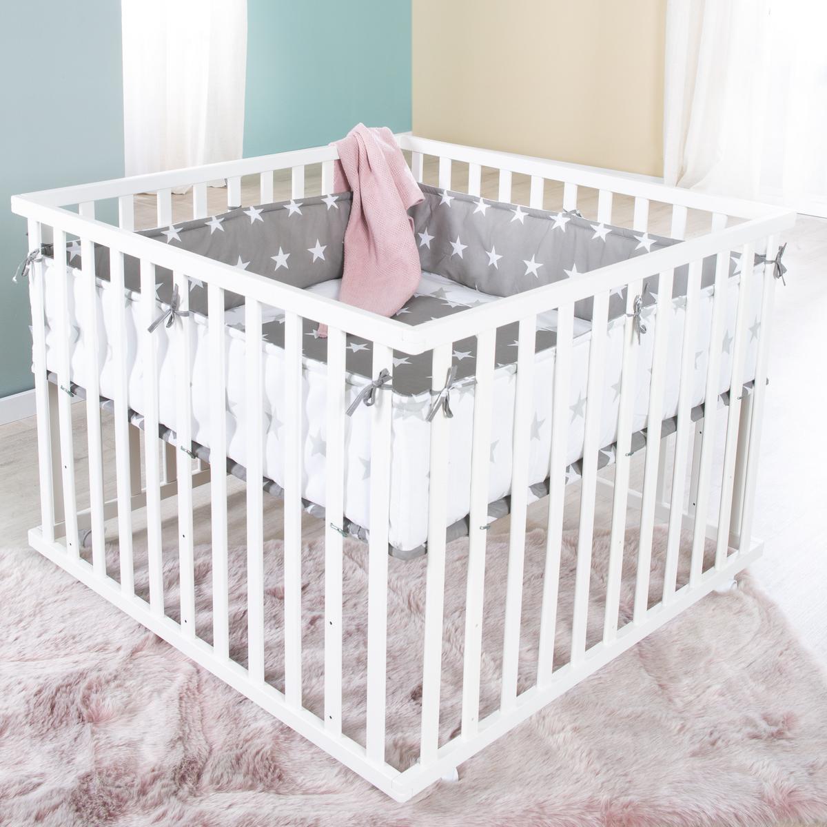 LAUFGITTER 100x100 Little Stars - Weiß, Holzwerkstoff (94.5/72/94.5cm) - Roba