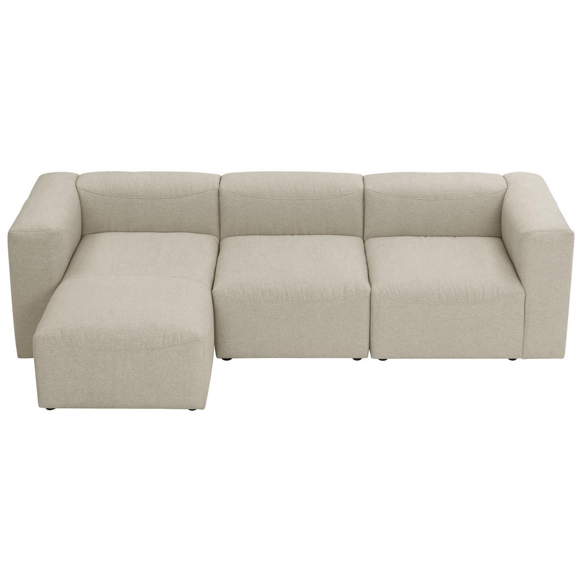 ECKSOFA 3-Sitzer mit Ottomane Kattrina Flachgewebe creme - Creme, Kunststoff (160/275cm) - 58aufmkessel