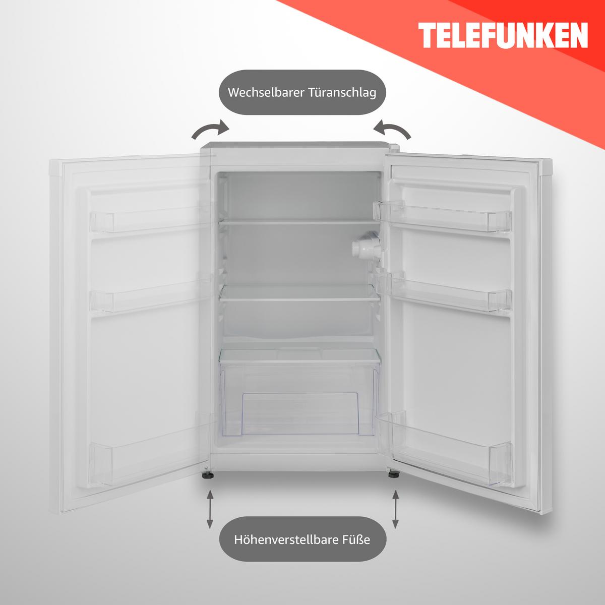 KÜHLSCHRANK, ohne Gefrierfach, freistehend, klein, 90 Liter Nutzinhalt, mit Gemüsefach & 3 Ablagen, Temperaturregelung, CF-31-121-W - Weiß, Kunststoff/Metall (48/82.1/50cm) - Telefunken