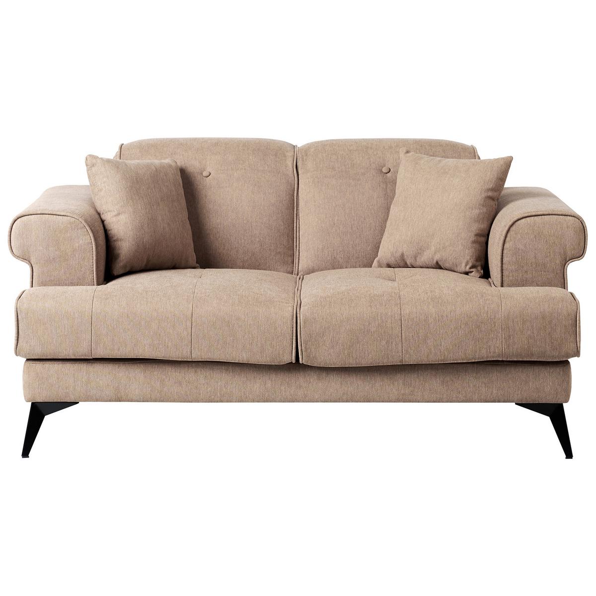 2-SITZER-SOFA Stoff Hellbraun Skive - Hellbraun, Textil (160/88/85cm) - Beliani