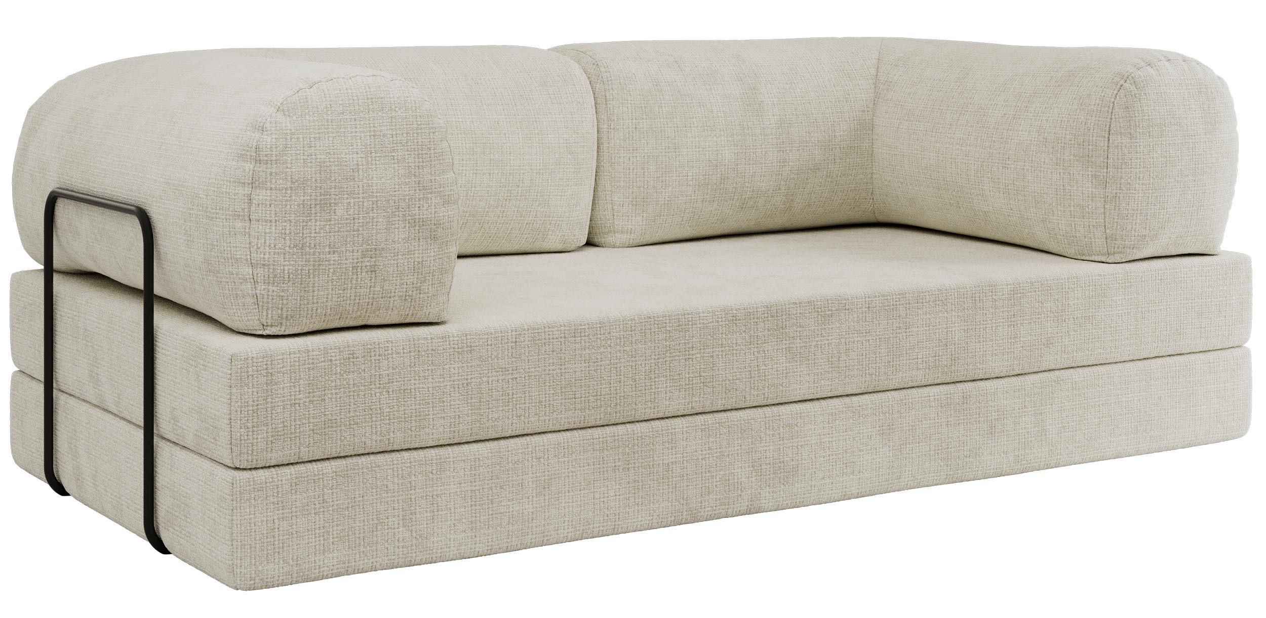 3-SITZER SOFA ORSETTO - Creme Schenille grob gewebt - Creme/Schwarz, Textil/Metall (200/70/100cm) - MKS
