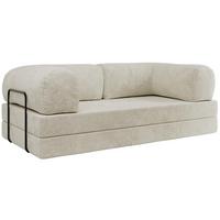 3-SITZER SOFA ORSETTO - Creme Schenille grob gewebt - Creme/Schwarz, Textil/Metall (200/70/100cm) - MKS