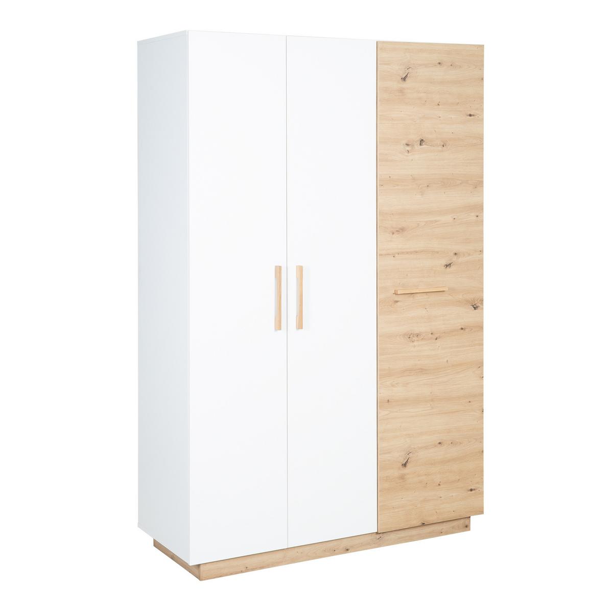 KLEIDERSCHRANK Lion - Weiß, Holz/Holzwerkstoff (132/200/52.5cm) - Roba