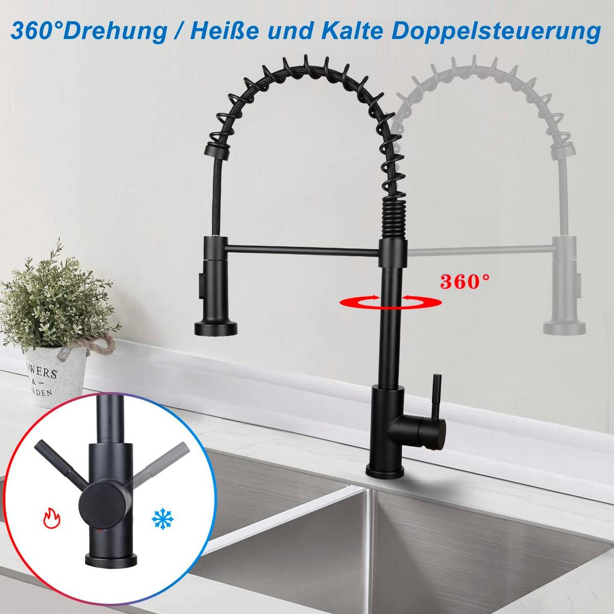 WASCHTISCHARMATUR Seviand 4.9/46.9/25.1 cm - Schwarz, Metall (4.9/46.9/25.1cm) - ZMH