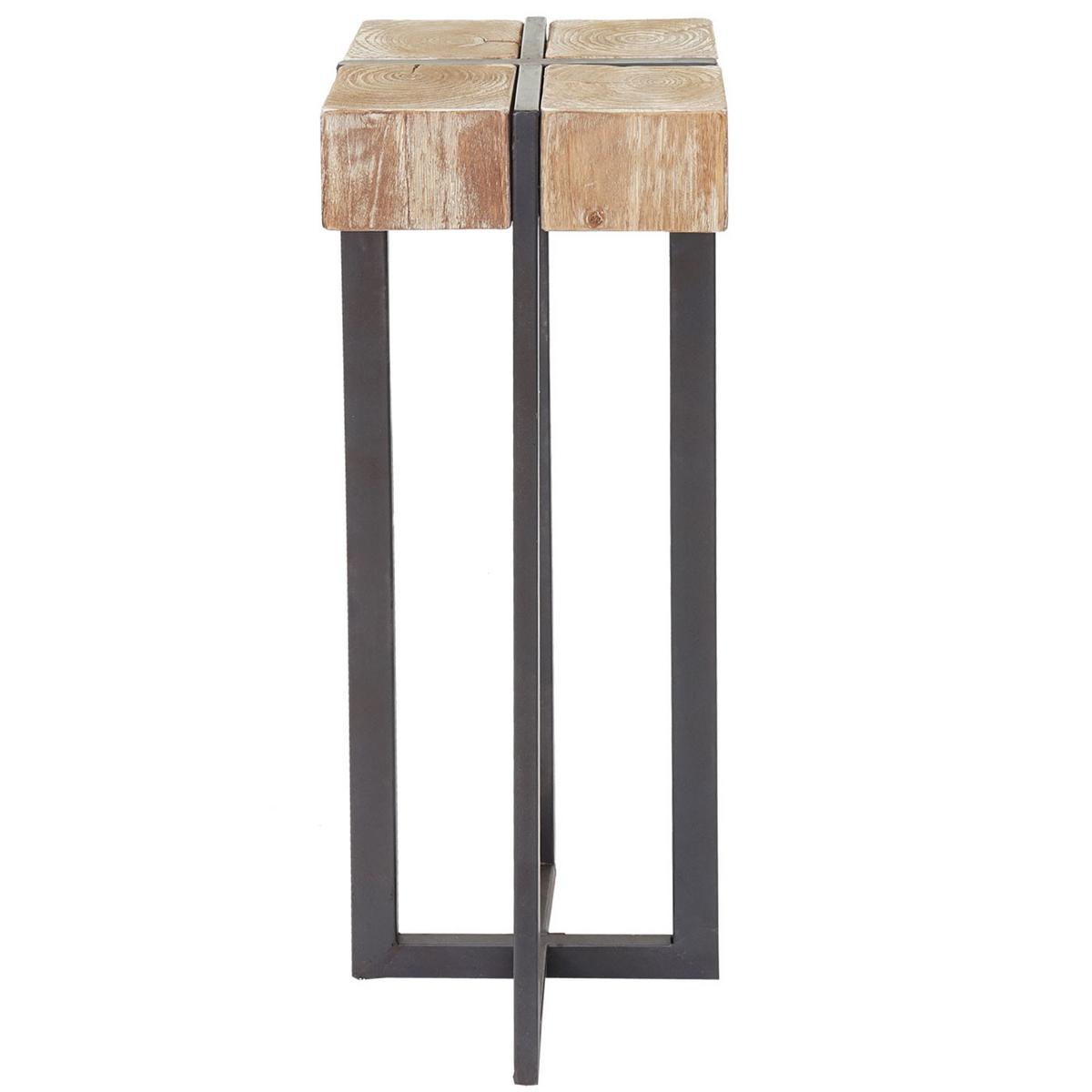 BLUMENTISCH TANNE MASSIV eckig Braun, Schwarz - Schwarz/Braun, Holz (32/32/100cm) - MCW
