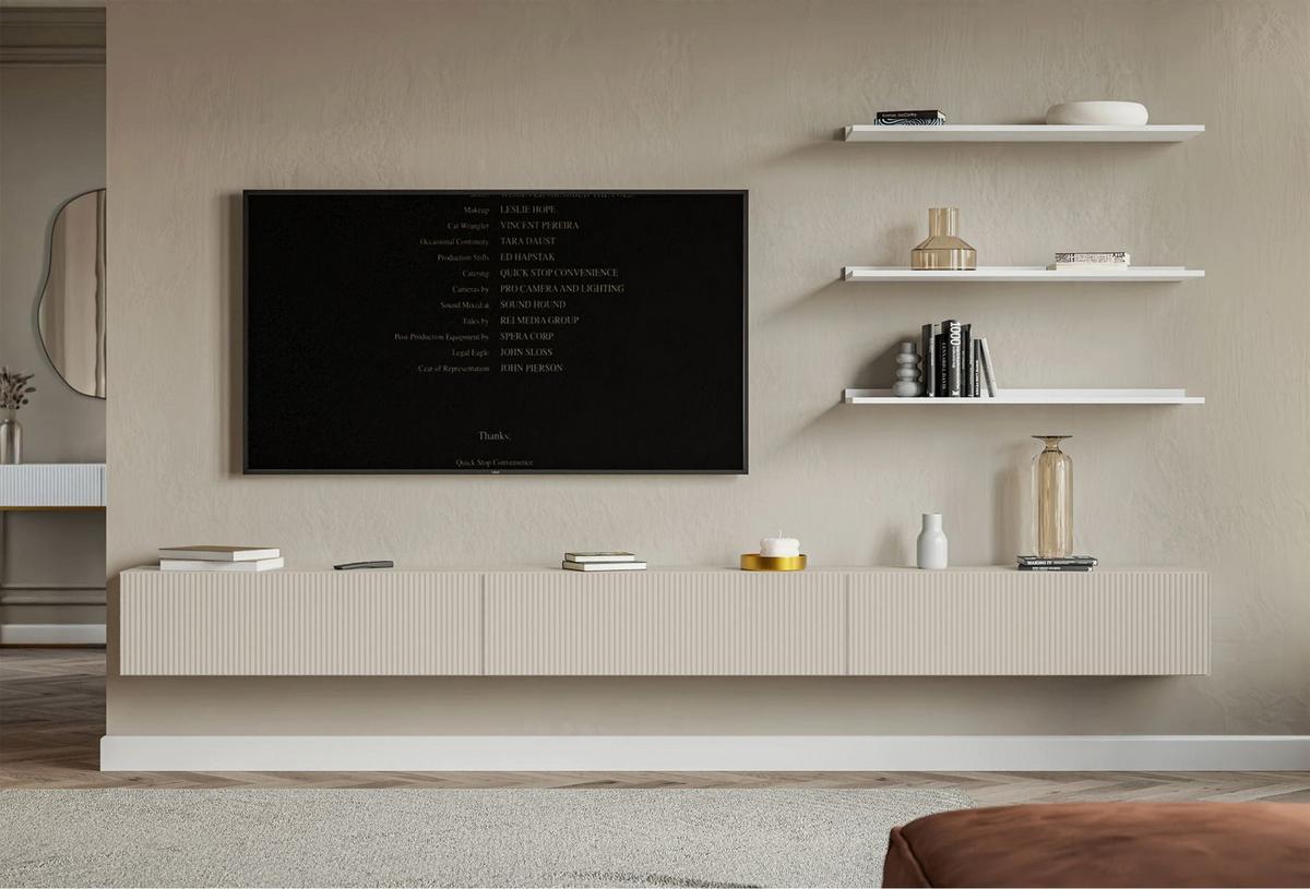 TV-LOWBOARD Veldio hängend Greige 300 cm - Taupe, Holzwerkstoff (302.4/28.5/31.6cm) - Selsey