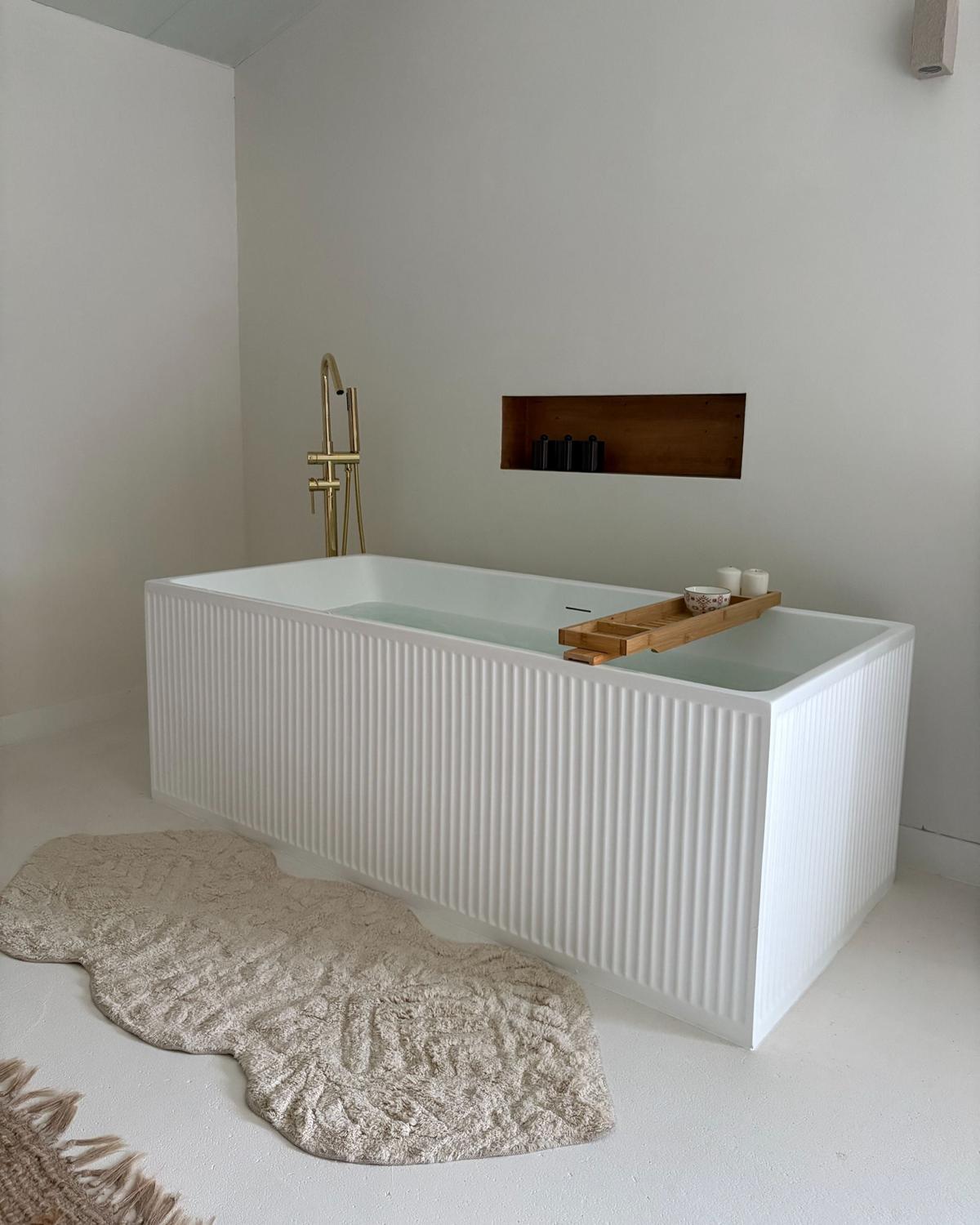 BADEMATTE Beige 150/60 cm Canbar - Beige, Textil (150/60cm) - Beliani