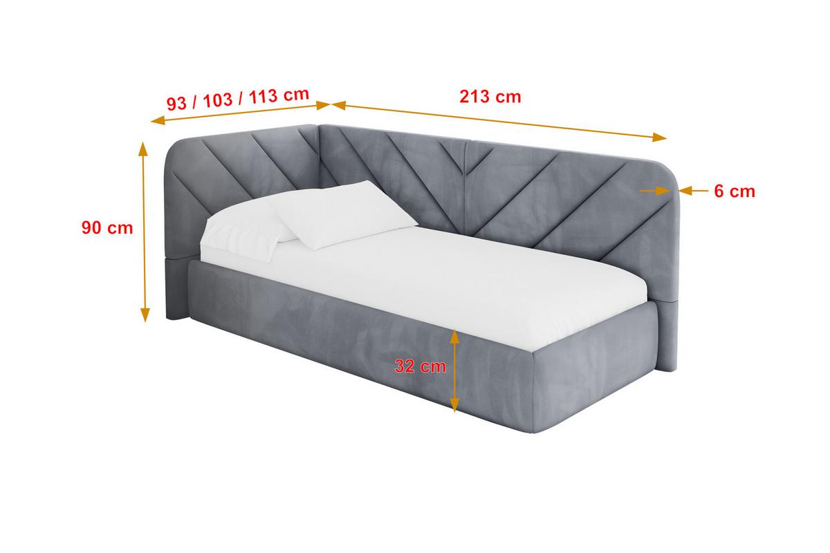 EINZELLBETT Jugendbett mit Bettkasten, Rechts - FIKY 100x200 Grau - Blaugrau/Grau, Holzwerkstoff/Textil (100/200cm) - ALTDECOR