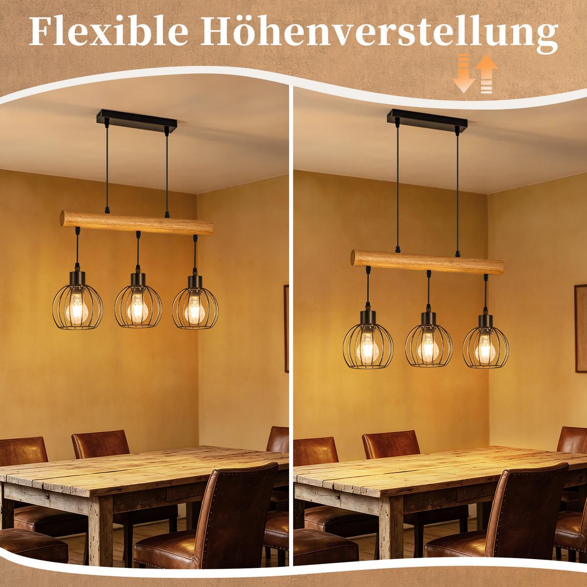 PENDELLEUCHTE Kivoril 50/14/160 cm - Schwarz, Holz/Metall (50/14/160cm) - ZMH