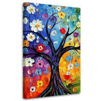 LEINWANDBILD Bunter Baum des Lebens 60x90cm - Multicolor, Textil (60/90cm) - Feeby