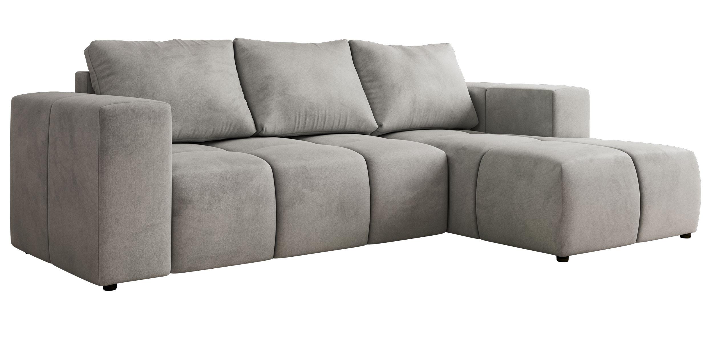 ECKSOFA MONIVA Hellgrau Velvet - Rechts - Hellgrau/Schwarz, Kunststoff/Textil (266/164cm) - MKS
