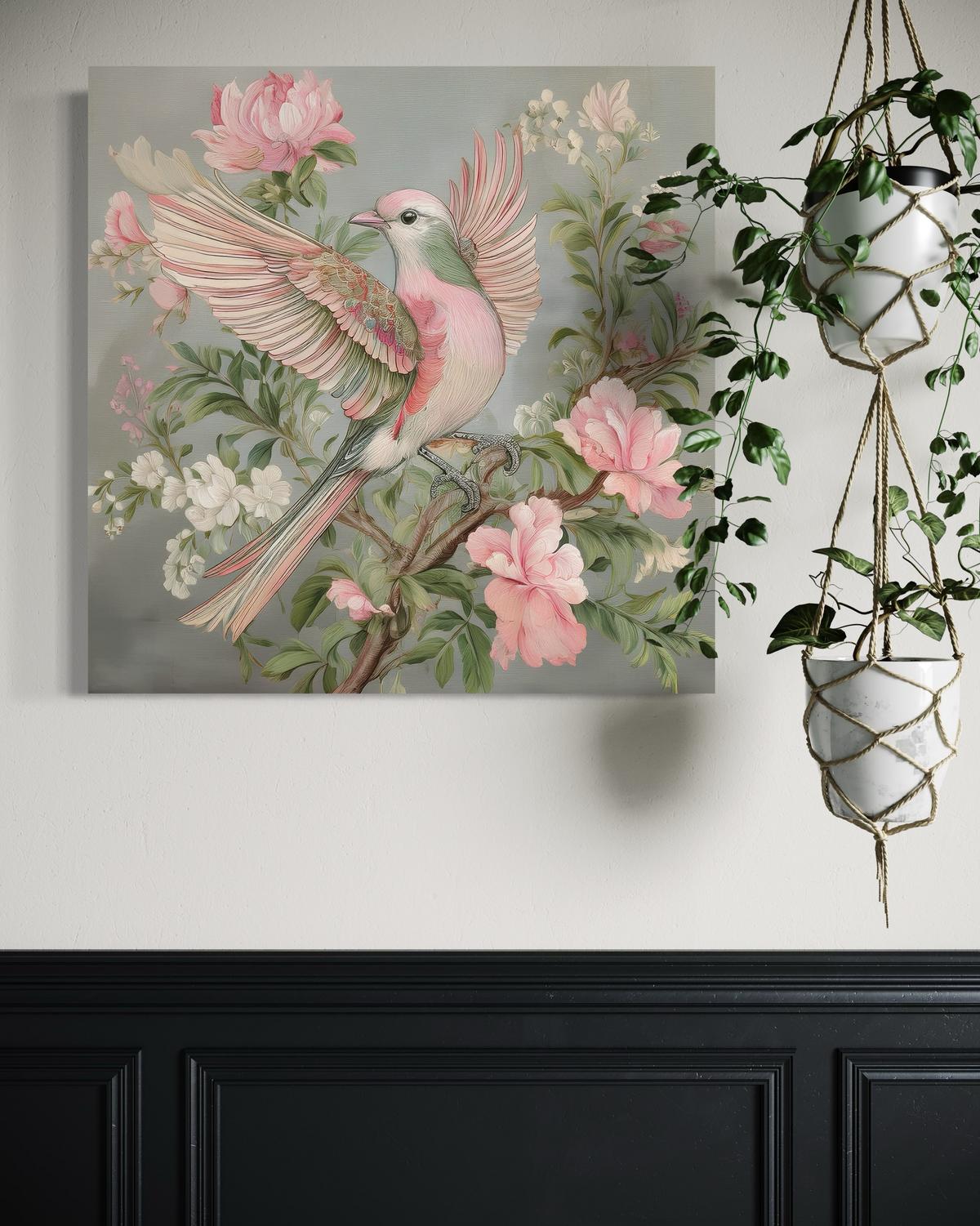 WANDBILD shabby chic vogel - Pink, Textil (40/40cm) - Feeby