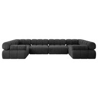 WOHNLANDSCHAFT modulares Sofa Birno-U2 - 380x190x70 cm Schwarz Velours - Schwarz, Holzwerkstoff/Textil (380/70/190cm) - ALTDECOR